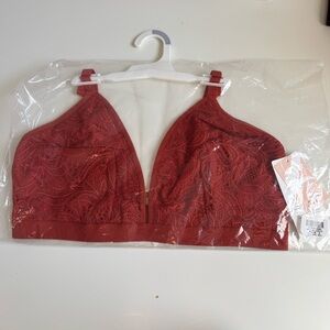 Lively Brick Red Lace Bralette